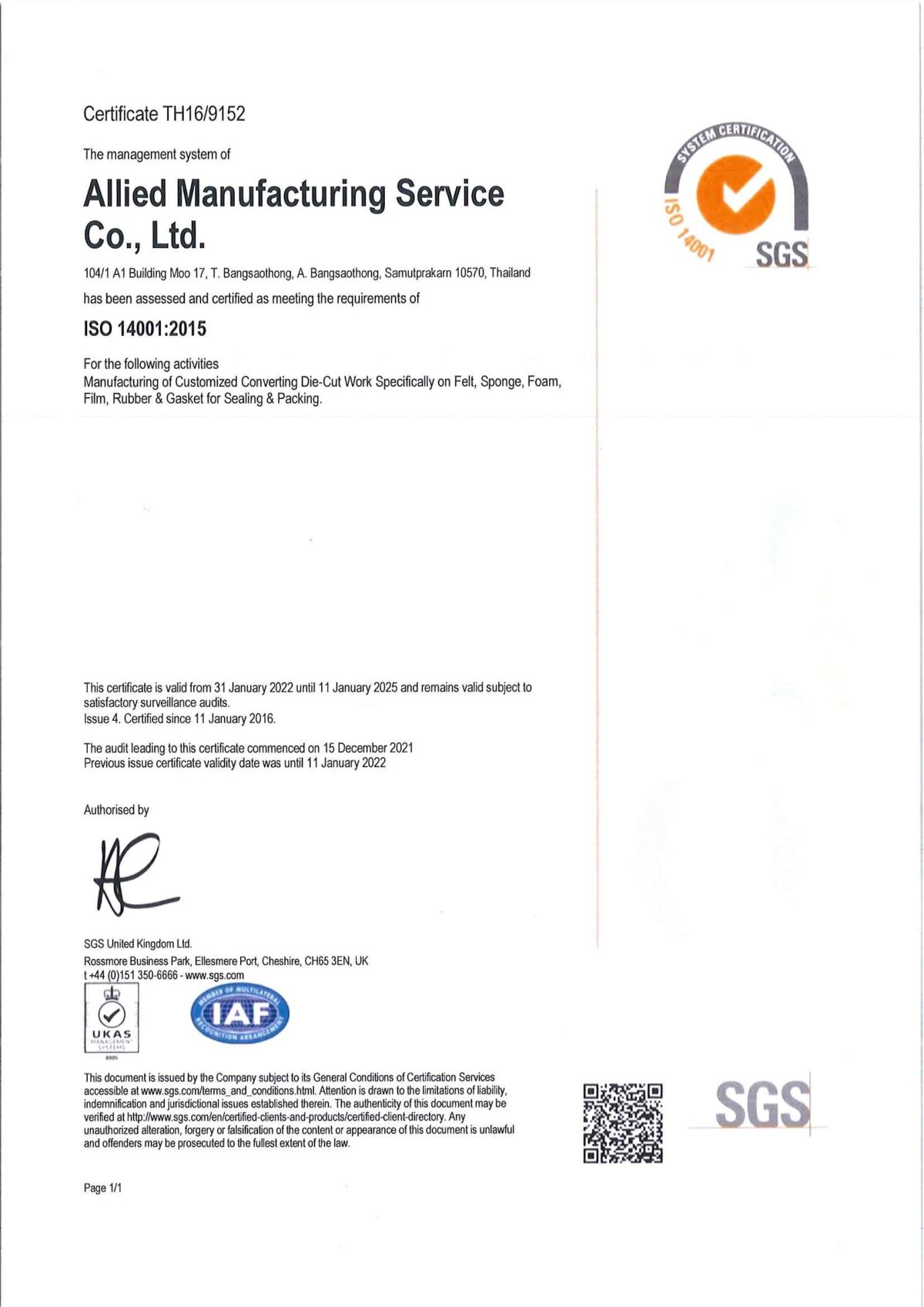 ISO 14001_2015Cert. (TH16-9152) 31Jan_22-11 Jan_25